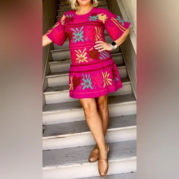 Sister Mary Flutter Sleeve A Line Embroidered dress. Size XS Otami Style EUC - Picture 1 of 9